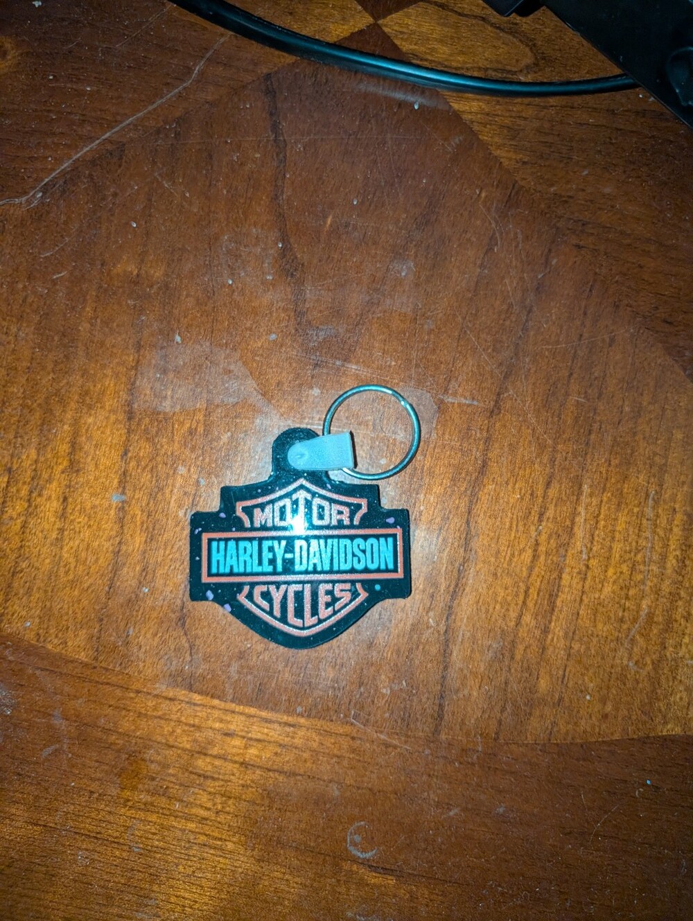 Harley-Davidson Black and Teal Logo Shield Keychain